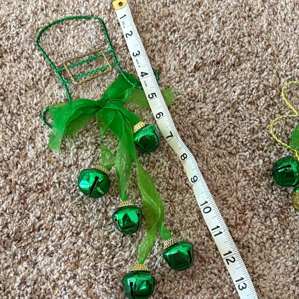 Festive Green and Gold Garland with Bells